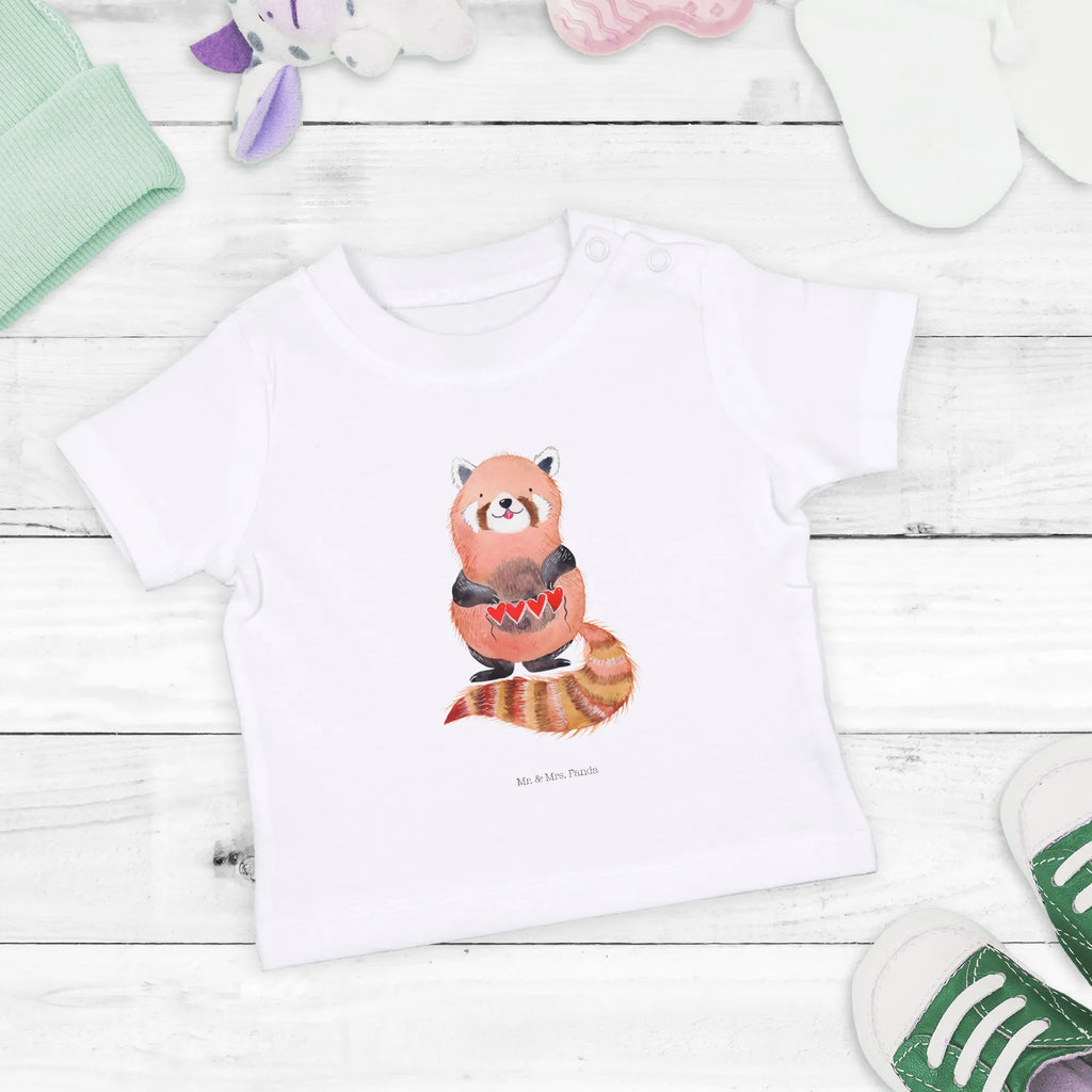 Organic Baby Shirt Roter Panda Baby T-Shirt, Jungen Baby T-Shirt, Mädchen Baby T-Shirt, Shirt, Tiermotive, Gute Laune, lustige Sprüche, Tiere, Panda, Liebe, Rot, Herz, Liebling, Lieblingsmensch