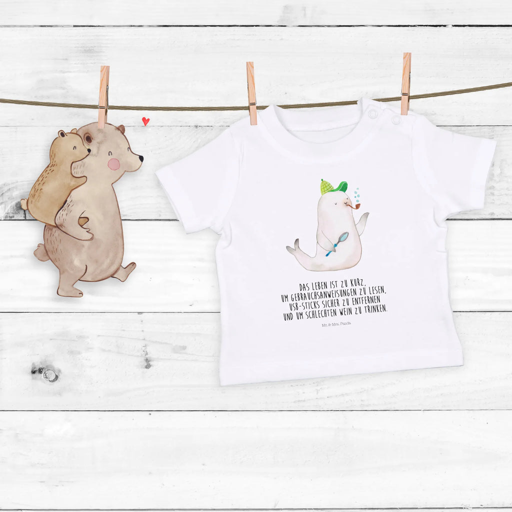 Organic Baby Shirt Robbe Sherlock Baby T-Shirt, Jungen Baby T-Shirt, Mädchen Baby T-Shirt, Shirt, Tiermotive, Gute Laune, lustige Sprüche, Tiere