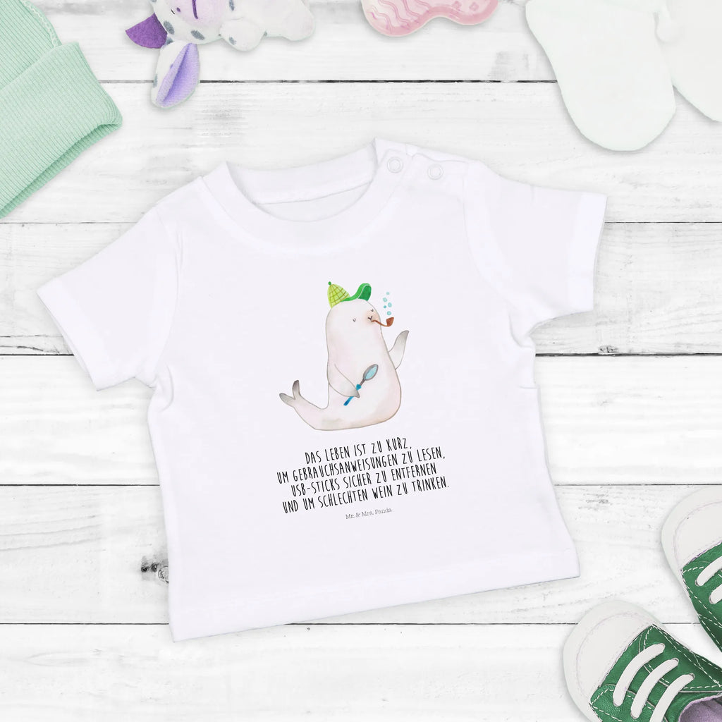 Organic Baby Shirt Robbe Sherlock Baby T-Shirt, Jungen Baby T-Shirt, Mädchen Baby T-Shirt, Shirt, Tiermotive, Gute Laune, lustige Sprüche, Tiere