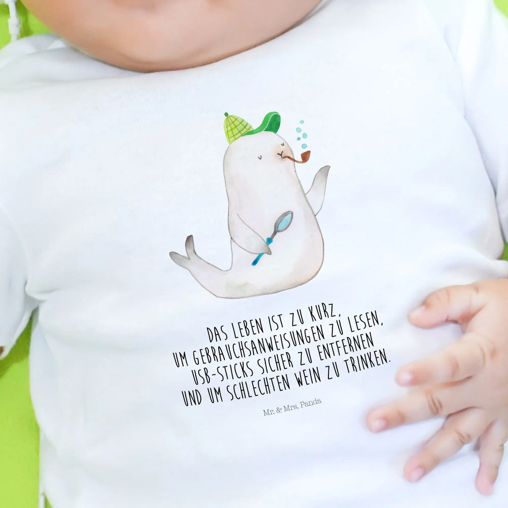 Organic Baby Shirt Robbe Sherlock Baby T-Shirt, Jungen Baby T-Shirt, Mädchen Baby T-Shirt, Shirt, Tiermotive, Gute Laune, lustige Sprüche, Tiere