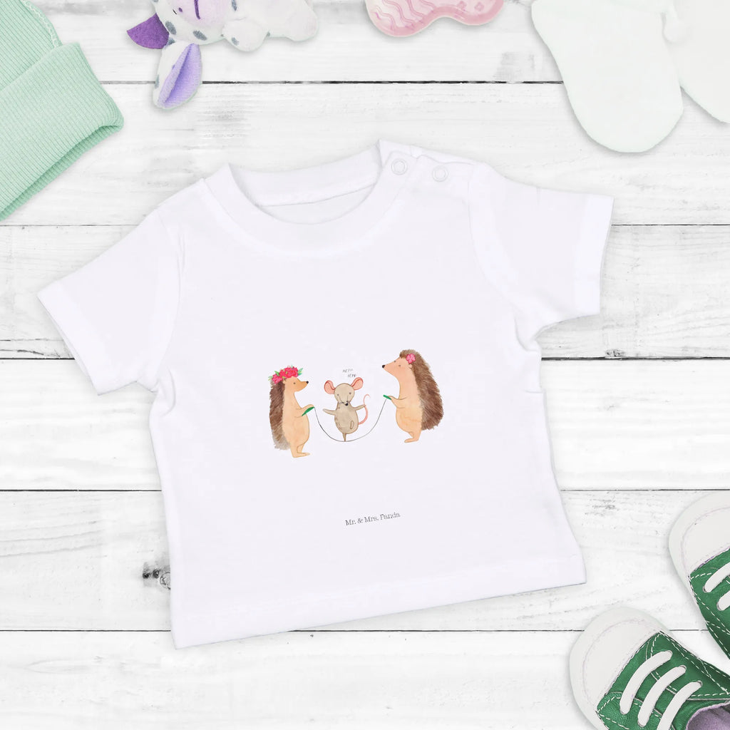 Organic Baby Shirt Igel Seilhüpfen Baby T-Shirt, Jungen Baby T-Shirt, Mädchen Baby T-Shirt, Shirt, Tiermotive, Gute Laune, lustige Sprüche, Tiere, Igel, Maus, Seilspringen, Seilhüpfen, Kinder, Kindergarten