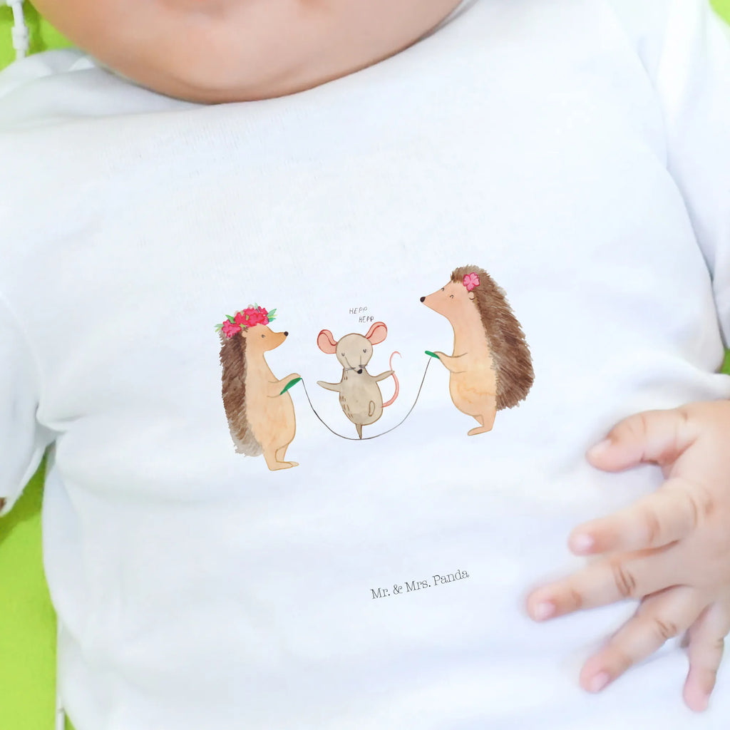 Organic Baby Shirt Igel Seilhüpfen Baby T-Shirt, Jungen Baby T-Shirt, Mädchen Baby T-Shirt, Shirt, Tiermotive, Gute Laune, lustige Sprüche, Tiere, Igel, Maus, Seilspringen, Seilhüpfen, Kinder, Kindergarten