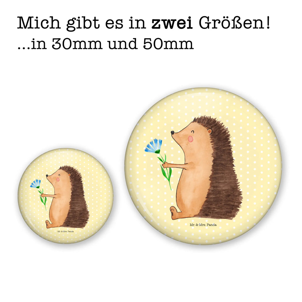 Button Igel mit Blume 50mm Button, Button, Pin, Anstecknadel, Tiermotive, Gute Laune, lustige Sprüche, Tiere, Igel, Gute Besserung, Genesungswünsche, Krankheit, Krankenhaus, krank, Besuch