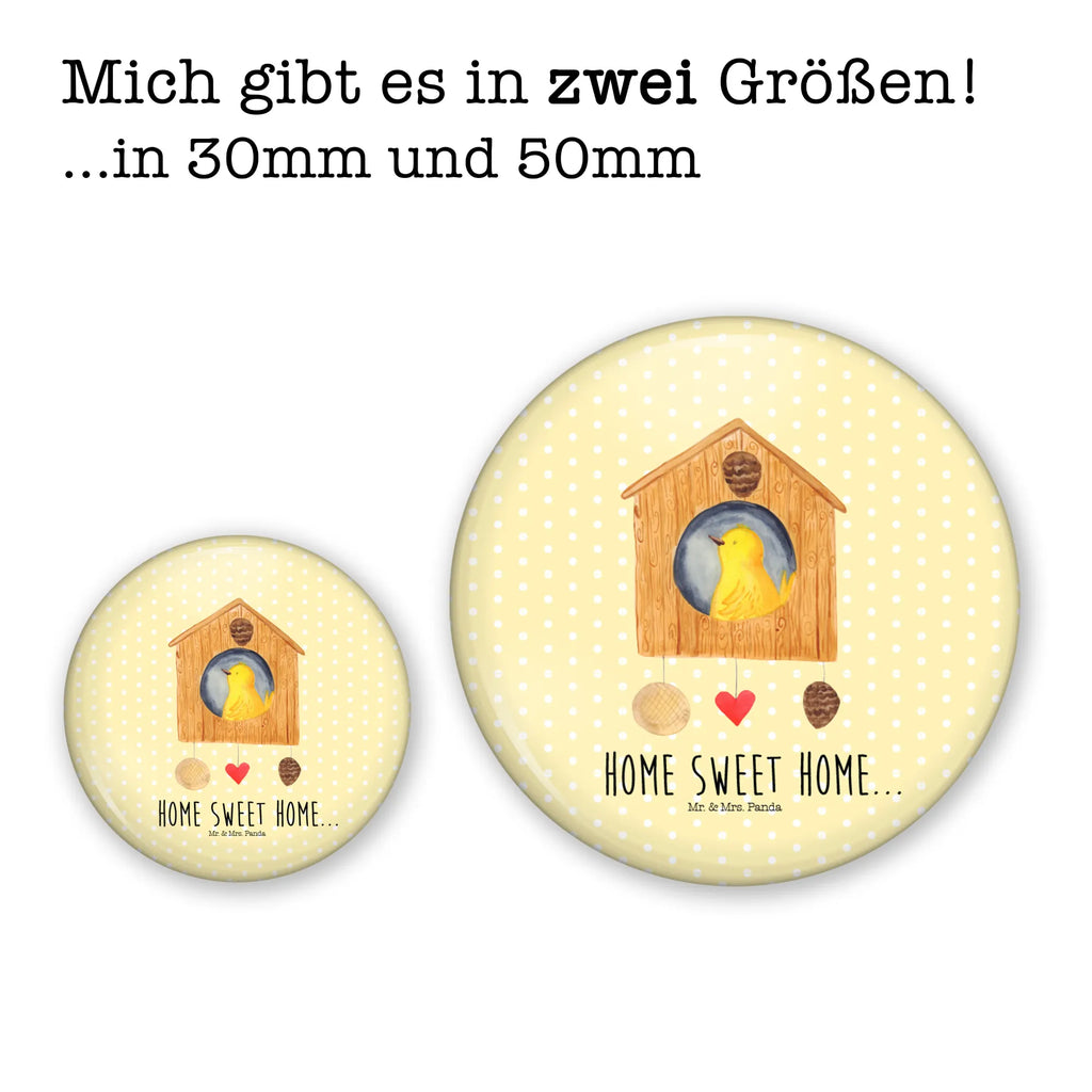 Button Vogelhaus sweet Home 50mm Button, Button, Pin, Anstecknadel, Tiermotive, Gute Laune, lustige Sprüche, Tiere, Vogelhaus, Vogel, Home sweet Home, Einzug, Umzug, Geschenk, Einzugsgeschenk, Hausbau, Haus