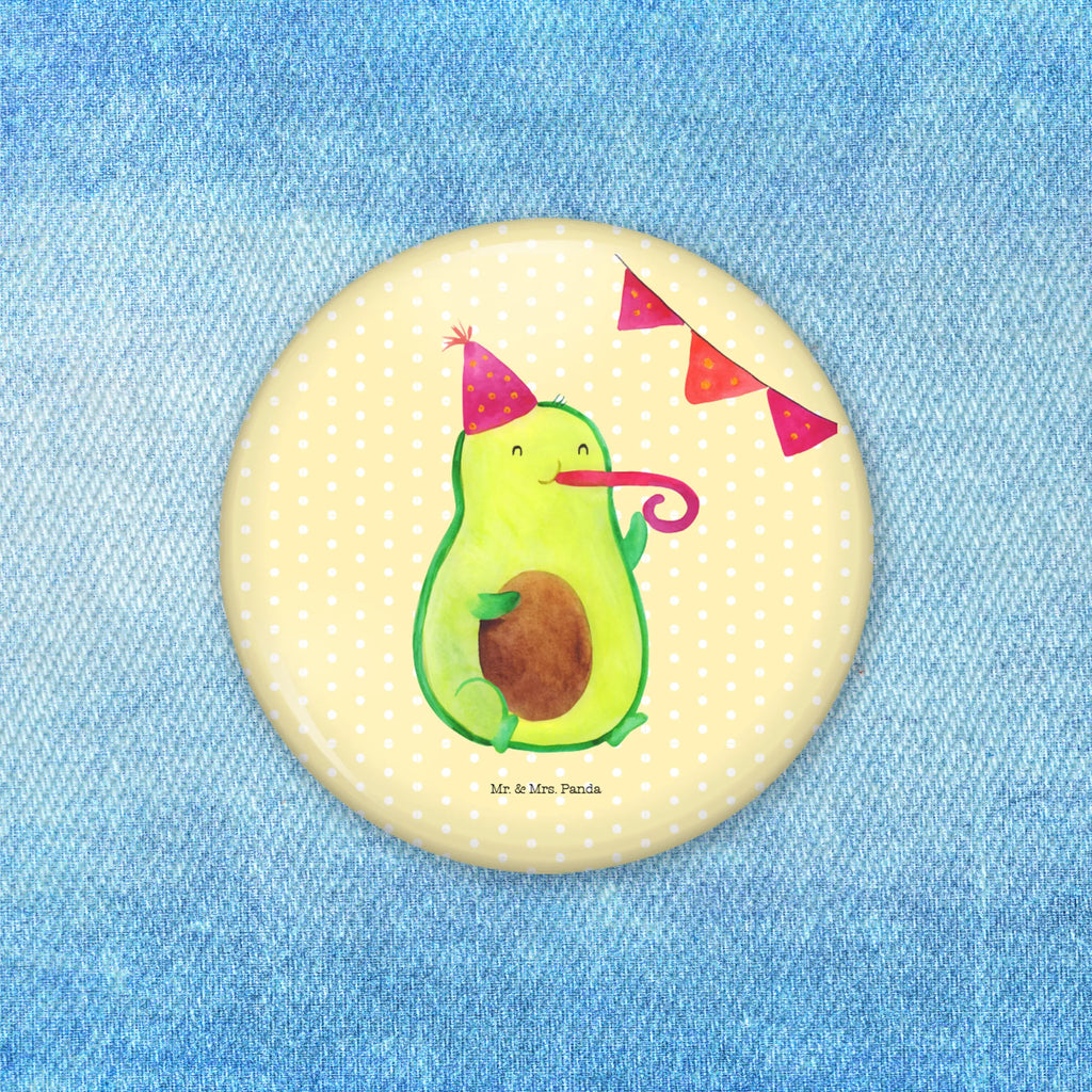 Button Avocado Party Time 50mm Button, Button, Pin, Anstecknadel, Avocado, Veggie, Vegan, Gesund