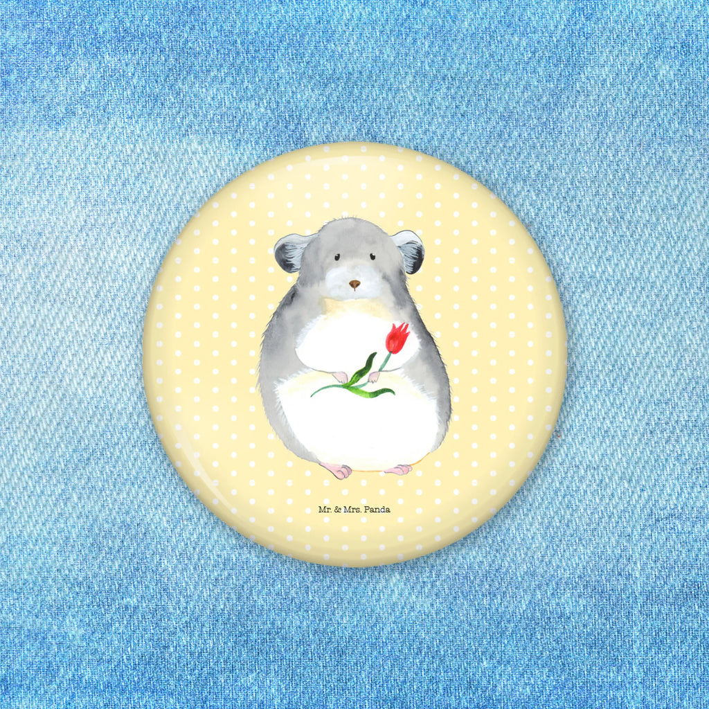 Button Chinchilla mit Blume 50mm Button, Button, Pin, Anstecknadel, Tiermotive, Gute Laune, lustige Sprüche, Tiere, Chinchilla, Chinchillas, Liebeskummer, Kummer, Depressionen, traurig sein, Chaos, Glücklichsein, Büro, Büroalltag