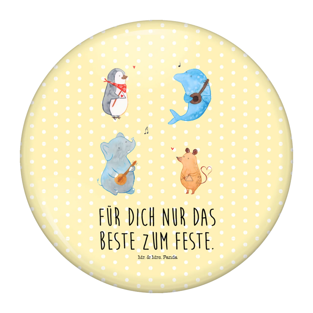 Button Big Band 50mm Button, Button, Pin, Anstecknadel, Tiermotive, Gute Laune, lustige Sprüche, Tiere, Hund, Pinguin, Maus, Elefant, Delfin, Gitarre, Band, Triangel, Musikanten, Musik