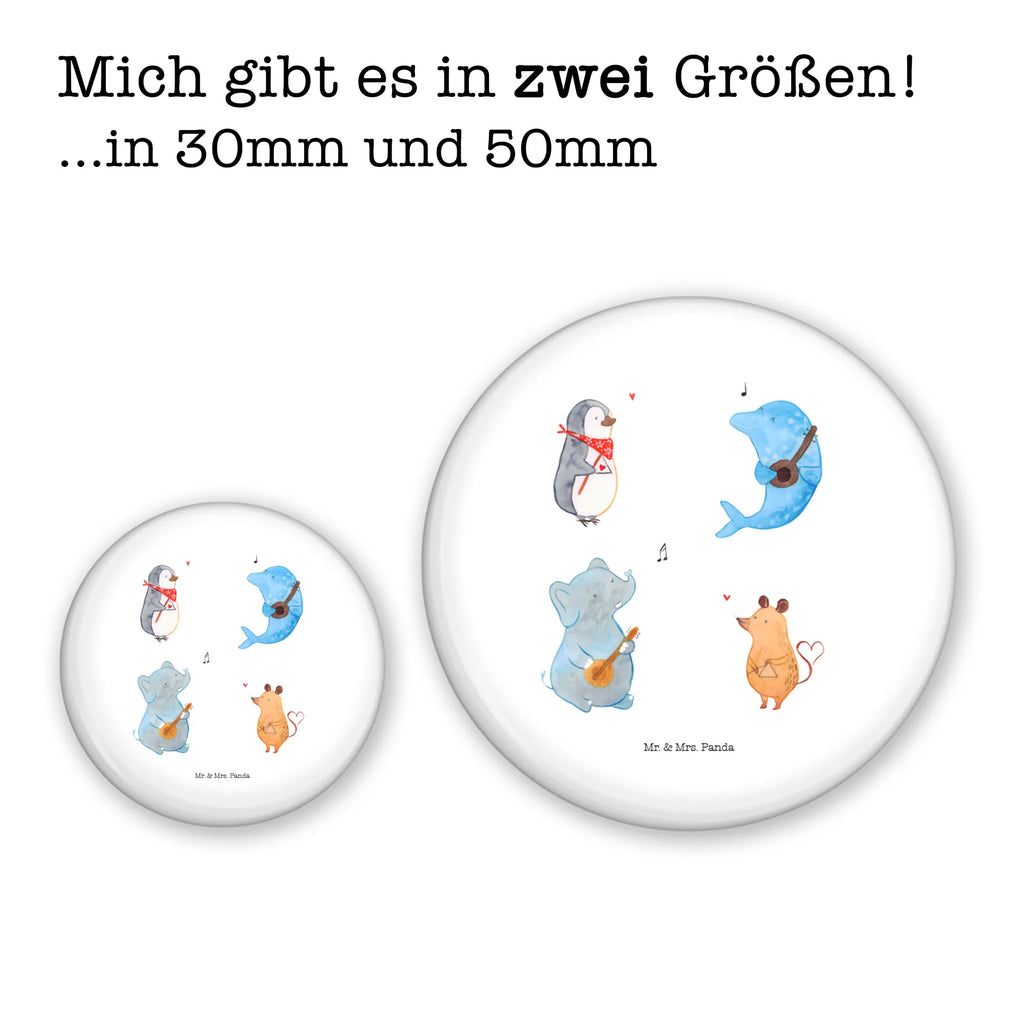 Button Big Band 50mm Button, Button, Pin, Anstecknadel, Tiermotive, Gute Laune, lustige Sprüche, Tiere, Hund, Pinguin, Maus, Elefant, Delfin, Gitarre, Band, Triangel, Musikanten, Musik