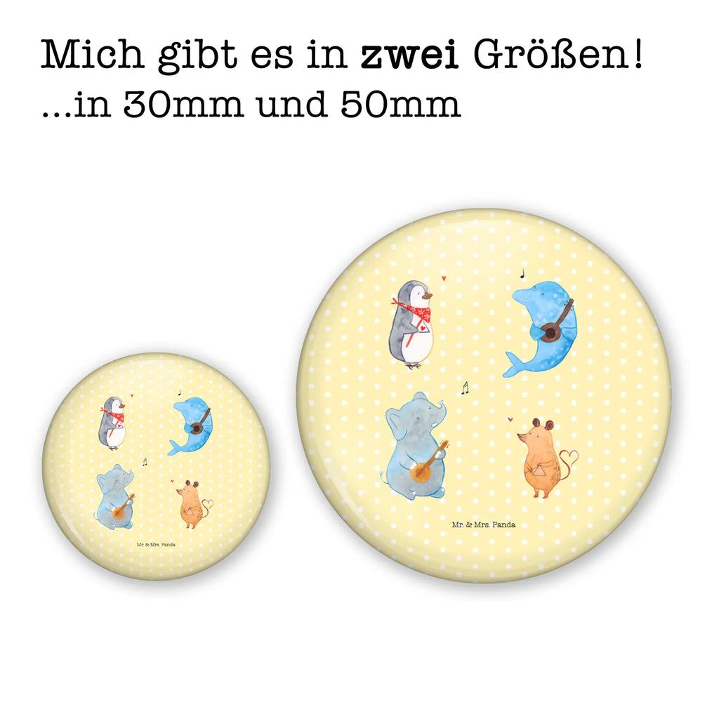 Button Big Band 50mm Button, Button, Pin, Anstecknadel, Tiermotive, Gute Laune, lustige Sprüche, Tiere, Hund, Pinguin, Maus, Elefant, Delfin, Gitarre, Band, Triangel, Musikanten, Musik