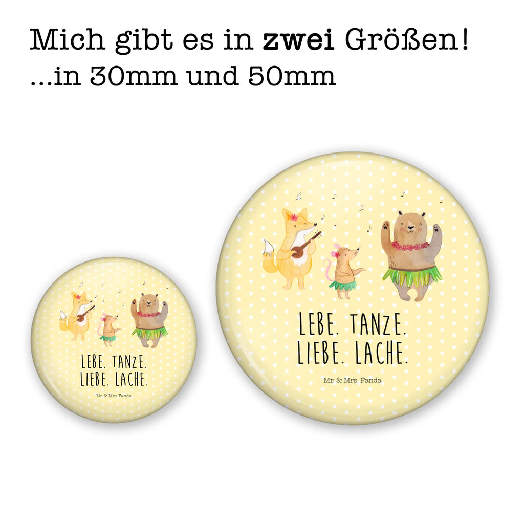 Button Waldtiere Aloha 50mm Button, Button, Pin, Anstecknadel, Tiermotive, Gute Laune, lustige Sprüche, Tiere, Wald, Waldtiere, Musik, Aloha, Bär, Hase, Igel, Tanzen, Leben, Lachen