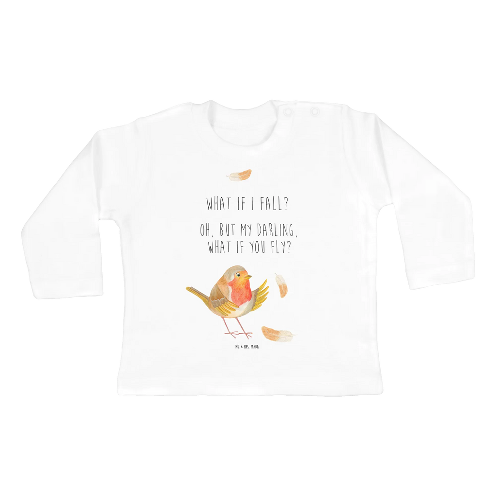 Baby Longsleeve Rotkehlchen mit Federn Mädchen, Jungen, Baby, Langarm, Bio, Kleidung, Tiermotive, Gute Laune, lustige Sprüche, Tiere, What if i fall, Rotkehlchen, Spruch Motivation, Spruch Mut, Vogel, Motivation Sprüche, Motivationsbilder, fliegen