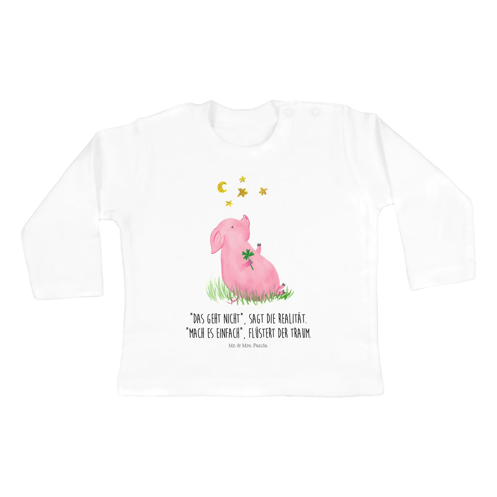 Baby Longsleeve Glücksschwein Mädchen, Jungen, Baby, Langarm, Bio, Kleidung, Tiermotive, Gute Laune, lustige Sprüche, Tiere, Glücksschwein. Glück, Schwein, Schweinchen, Sterne, Sernchen, Ziele, Träume, Motivation, Glücksbringer