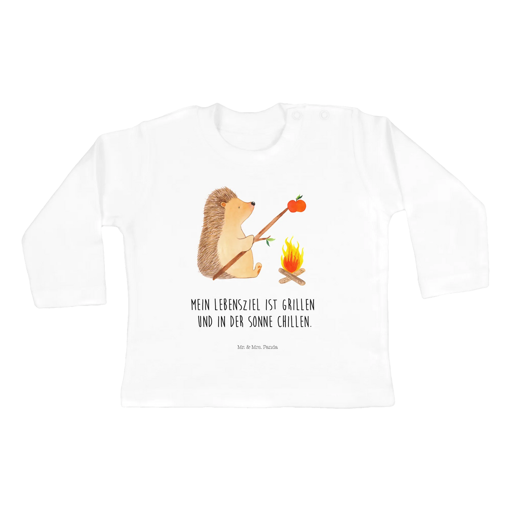 Baby Longsleeve Igel grillt Mädchen, Jungen, Baby, Langarm, Bio, Kleidung, Tiermotive, Gute Laune, lustige Sprüche, Tiere, Igel, Grillen, Ziele, Motivation, arbeitslos, Sinn des Lebens, Spruch