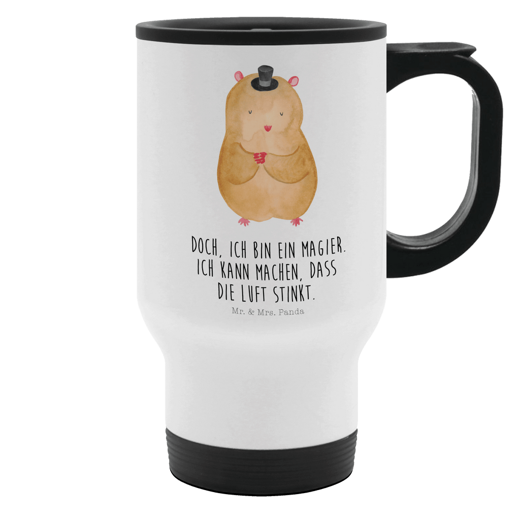 Thermobecher Hamster mit Hut Thermobecher, To Go Becher, Thermotasse, Kaffeebecher, Isolierbecher, Thermobecher To Go, Warmhaltetasse, Edelstahlbecher, Reisebecher, Tasse mit Deckel, Thermobecher für 400 ml, Kaffeetasse zum Mitnehmen, Tasse zum Mitnehmen, Spülmaschinenfest, Tiermotive, Gute Laune, lustige Sprüche, Tiere, Hamster, Hut, Magier, Zylinder, Zwerghamster, Zauberer