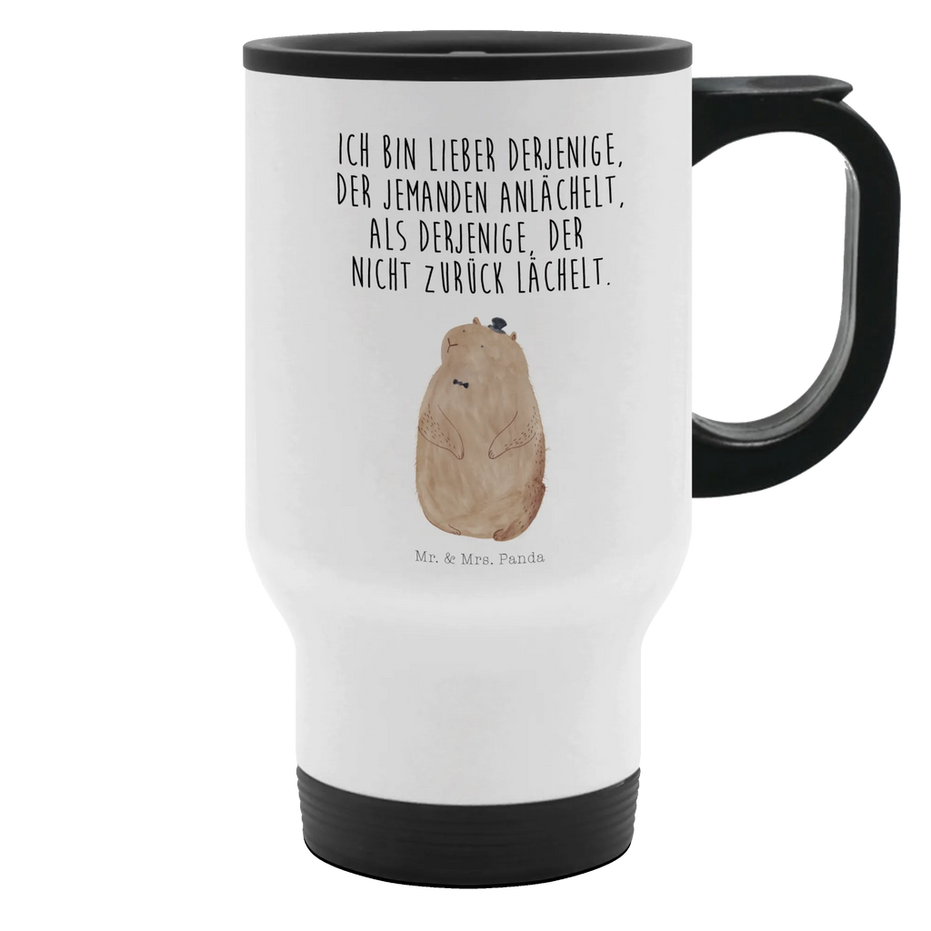 Thermobecher Murmeltier Thermobecher, To Go Becher, Thermotasse, Kaffeebecher, Isolierbecher, Thermobecher To Go, Warmhaltetasse, Edelstahlbecher, Reisebecher, Tasse mit Deckel, Thermobecher für 400 ml, Kaffeetasse zum Mitnehmen, Tasse zum Mitnehmen, Spülmaschinenfest, Tiermotive, Gute Laune, lustige Sprüche, Tiere, Murmeltier, Knigge, Fröhlichkeit, Freundlichkeit, Respekt, Anstand