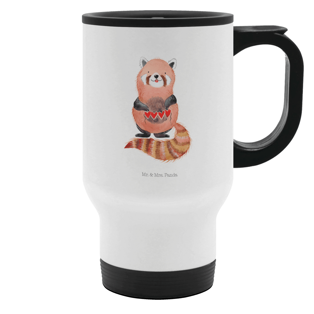 Thermobecher Roter Panda Thermobecher, To Go Becher, Thermotasse, Kaffeebecher, Isolierbecher, Thermobecher To Go, Warmhaltetasse, Edelstahlbecher, Reisebecher, Tasse mit Deckel, Thermobecher für 400 ml, Kaffeetasse zum Mitnehmen, Tasse zum Mitnehmen, Spülmaschinenfest, Tiermotive, Gute Laune, lustige Sprüche, Tiere, Panda, Liebe, Rot, Herz, Liebling, Lieblingsmensch