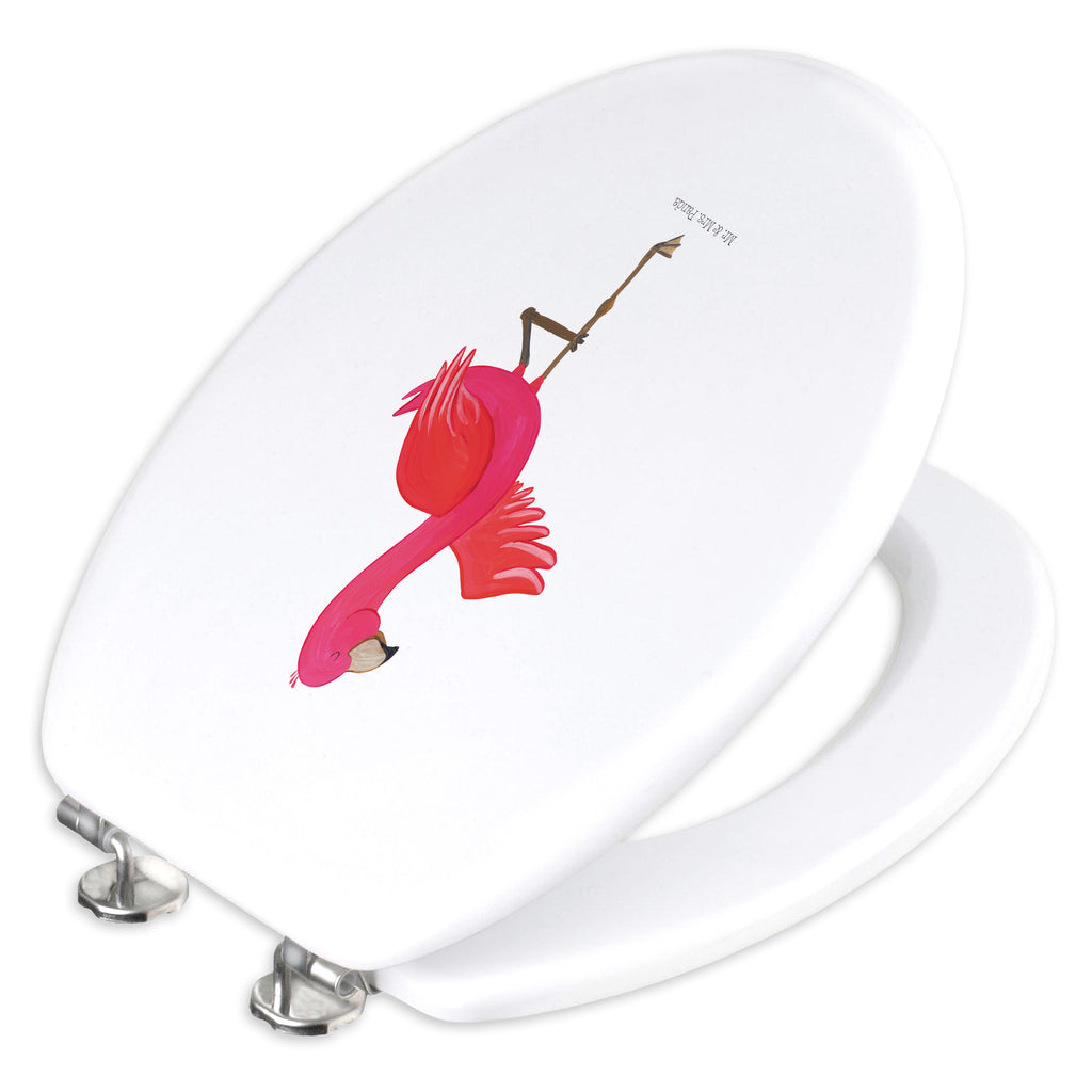 Motiv WC Sitz Flamingo Yoga Klobrille, Klodeckel, Toilettendeckel, WC-Sitz, Toilette, Flamingo, Vogel, Yoga, Namaste, Achtsamkeit, Yoga-Übung, Entspannung, Ärger, Aufregen, Tiefenentspannung