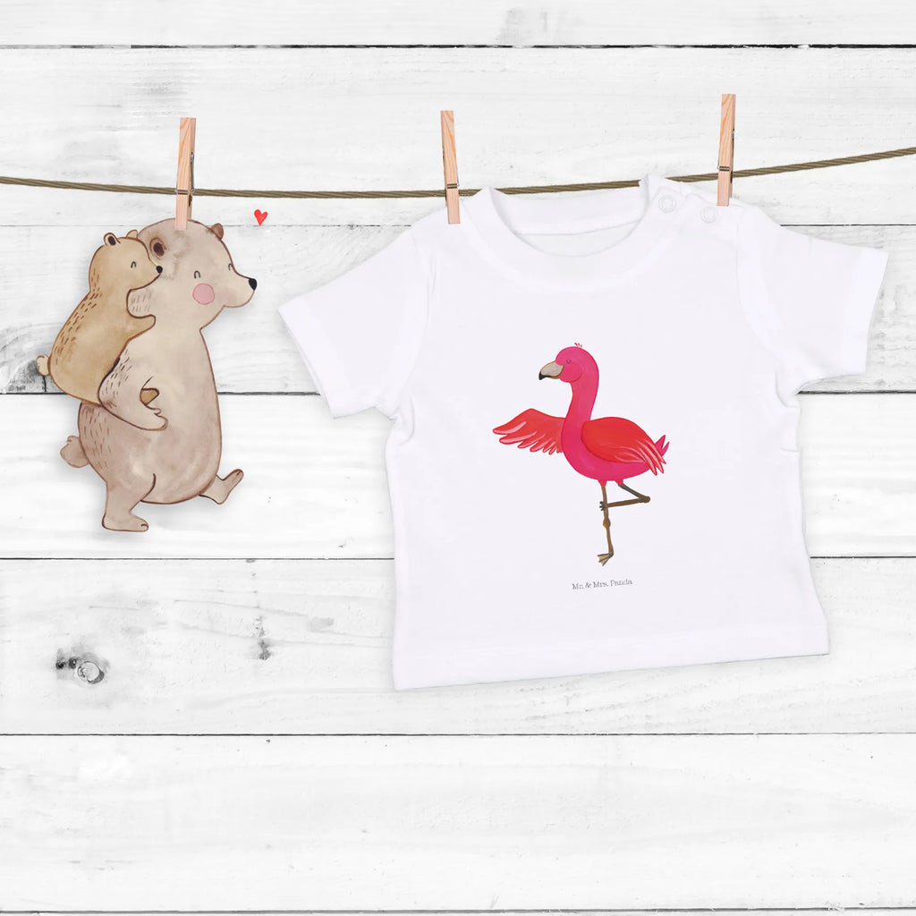 Organic Baby Shirt Flamingo Yoga Baby T-Shirt, Jungen Baby T-Shirt, Mädchen Baby T-Shirt, Shirt, Flamingo, Vogel, Yoga, Namaste, Achtsamkeit, Yoga-Übung, Entspannung, Ärger, Aufregen, Tiefenentspannung