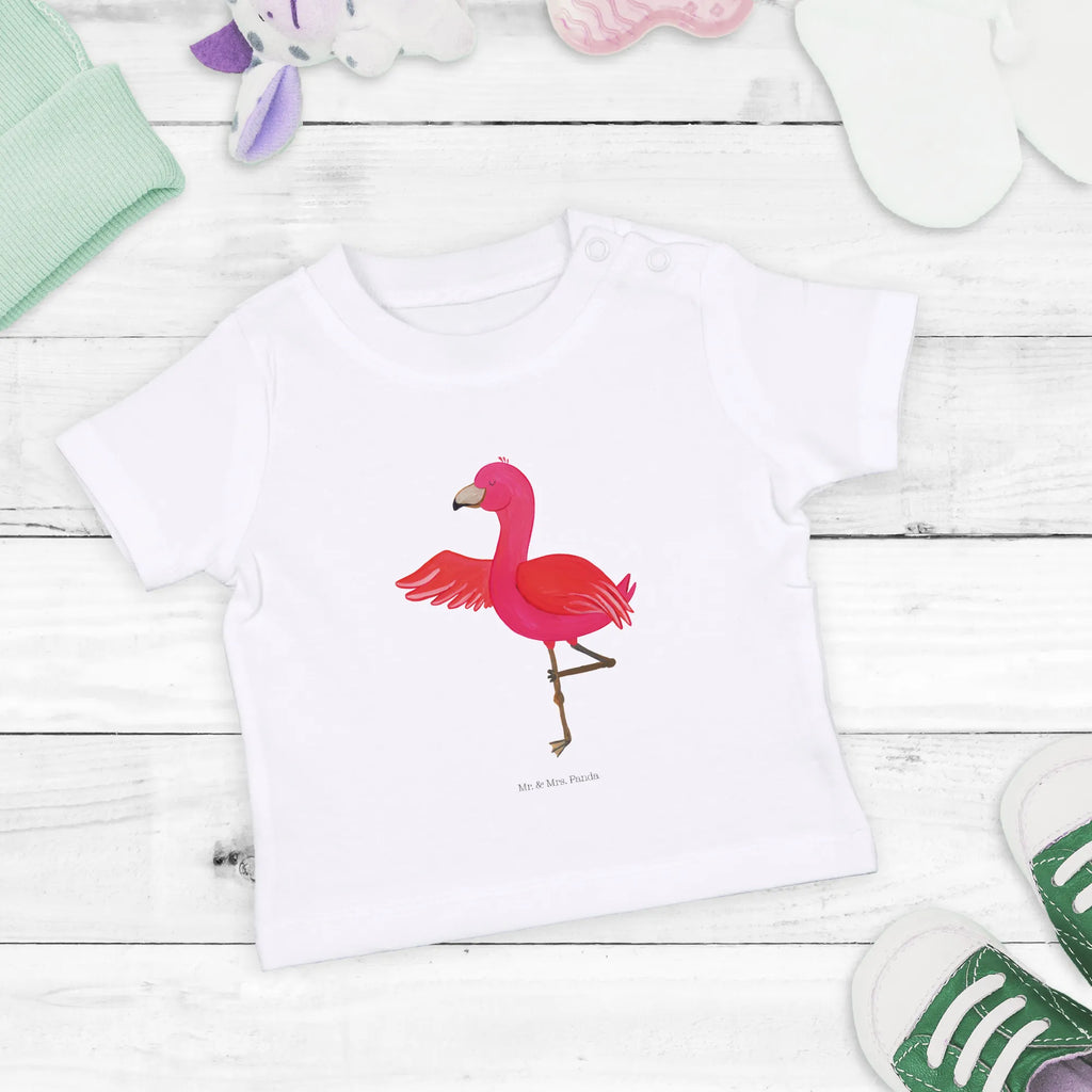 Organic Baby Shirt Flamingo Yoga Baby T-Shirt, Jungen Baby T-Shirt, Mädchen Baby T-Shirt, Shirt, Flamingo, Vogel, Yoga, Namaste, Achtsamkeit, Yoga-Übung, Entspannung, Ärger, Aufregen, Tiefenentspannung