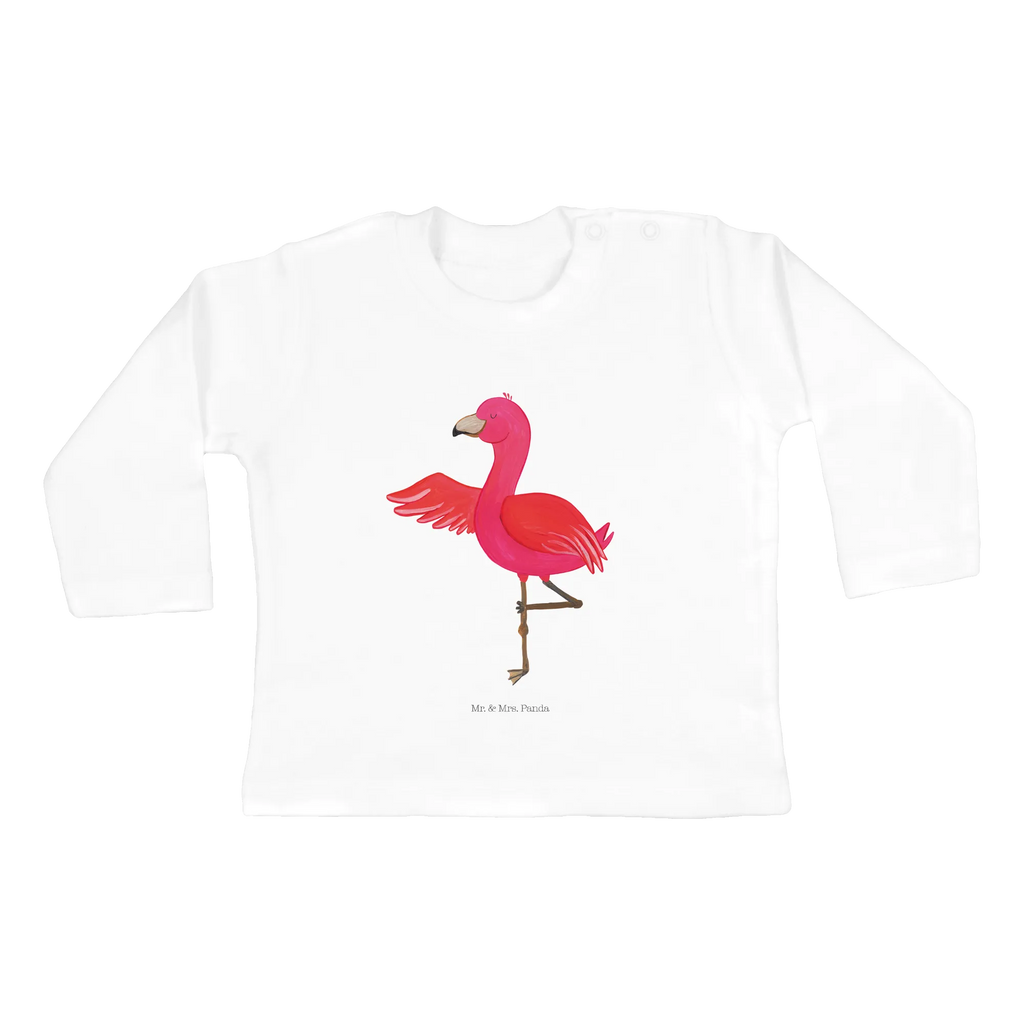 Baby Longsleeve Flamingo Yoga Mädchen, Jungen, Baby, Langarm, Bio, Kleidung, Flamingo, Vogel, Yoga, Namaste, Achtsamkeit, Yoga-Übung, Entspannung, Ärger, Aufregen, Tiefenentspannung