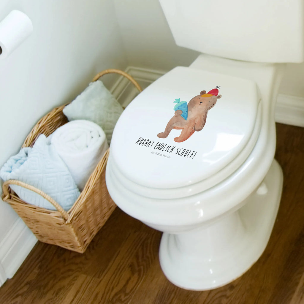 Motiv WC Sitz Bär Schultüte Klobrille, Klodeckel, Toilettendeckel, WC-Sitz, Toilette, Bär, Teddy, Teddybär, Bär Motiv, Schultüte, Erster Schultag Geschenk, Einschulung Geschenk, Schule Geschenk, Grundschule, Schulanfang, Schulbeginn