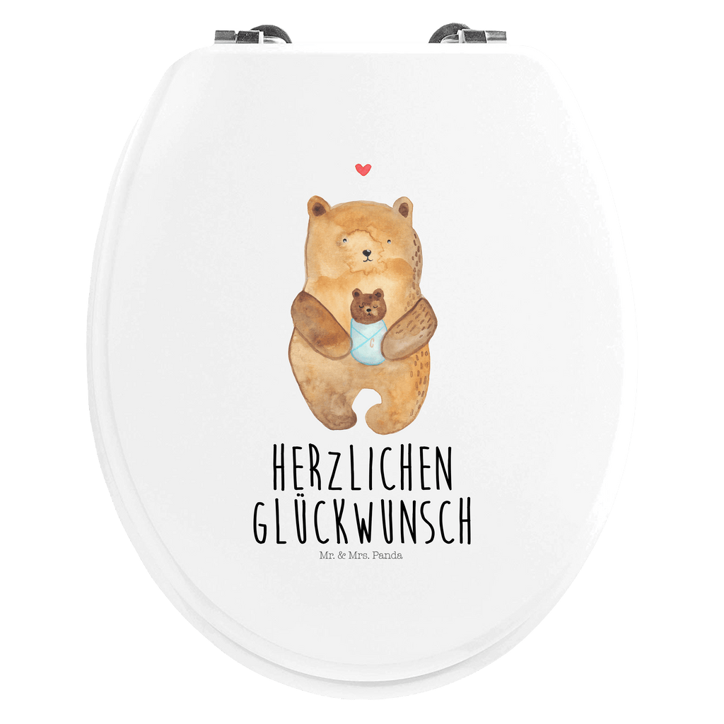 Motiv WC Sitz Bär Baby Klobrille, Klodeckel, Toilettendeckel, WC-Sitz, Toilette, Bär, Teddy, Teddybär, Eltern, Mutter, Baby, Taufe, Geburt, Nichte, Neffe, Enkel, Enkelin, Täufling, Geburtstag, Glückwunsch