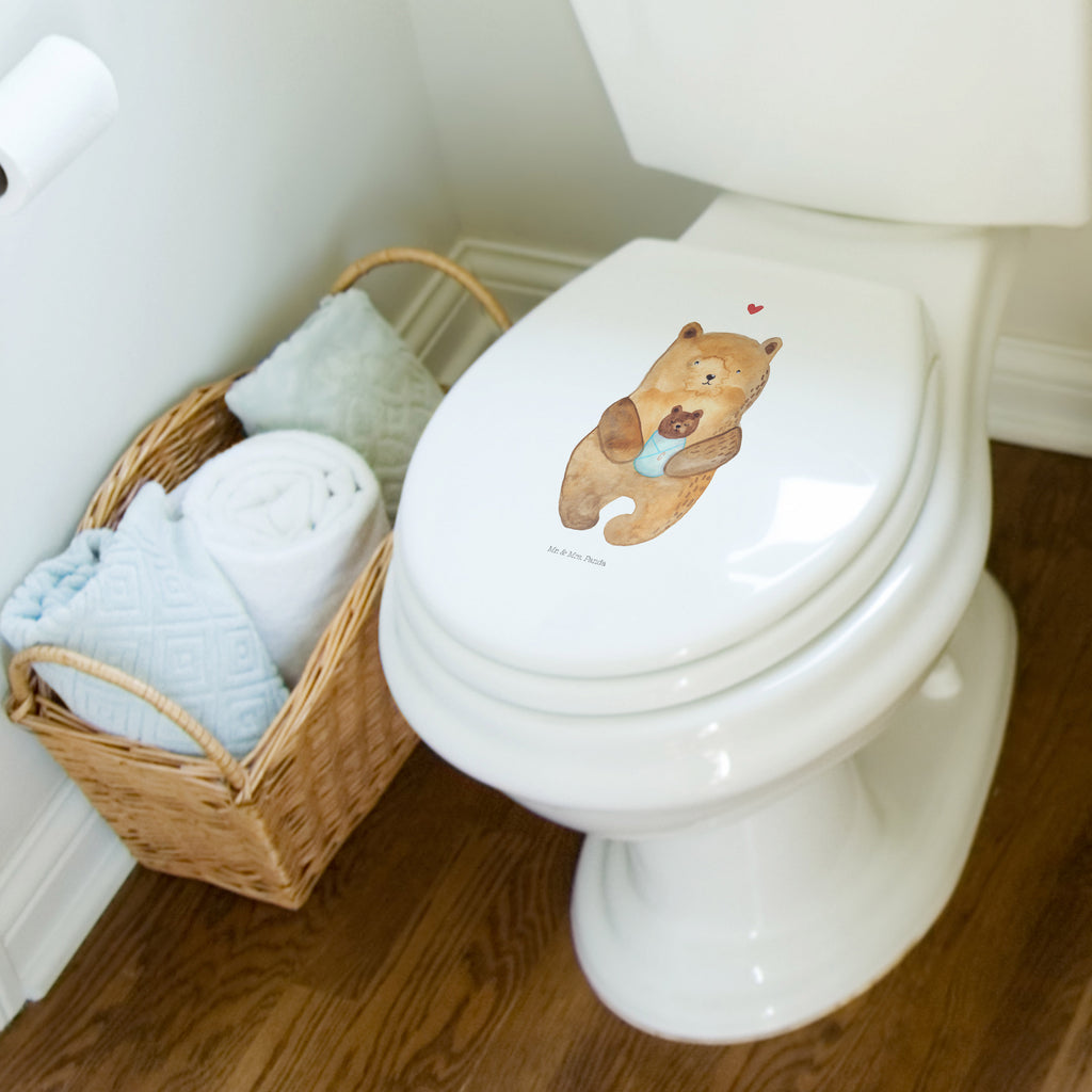 Motiv WC Sitz Bär Baby Klobrille, Klodeckel, Toilettendeckel, WC-Sitz, Toilette, Bär, Teddy, Teddybär, Eltern, Mutter, Baby, Taufe, Geburt, Nichte, Neffe, Enkel, Enkelin, Täufling, Geburtstag, Glückwunsch