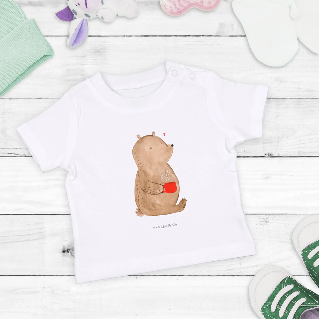 Organic Baby Shirt Bär Kaffee Baby T-Shirt, Jungen Baby T-Shirt, Mädchen Baby T-Shirt, Shirt, Bär, Teddy, Teddybär, Kaffee, Coffee, Bären, guten Morgen, Morgenroutine, Welt erobern, Welt retten, Motivation