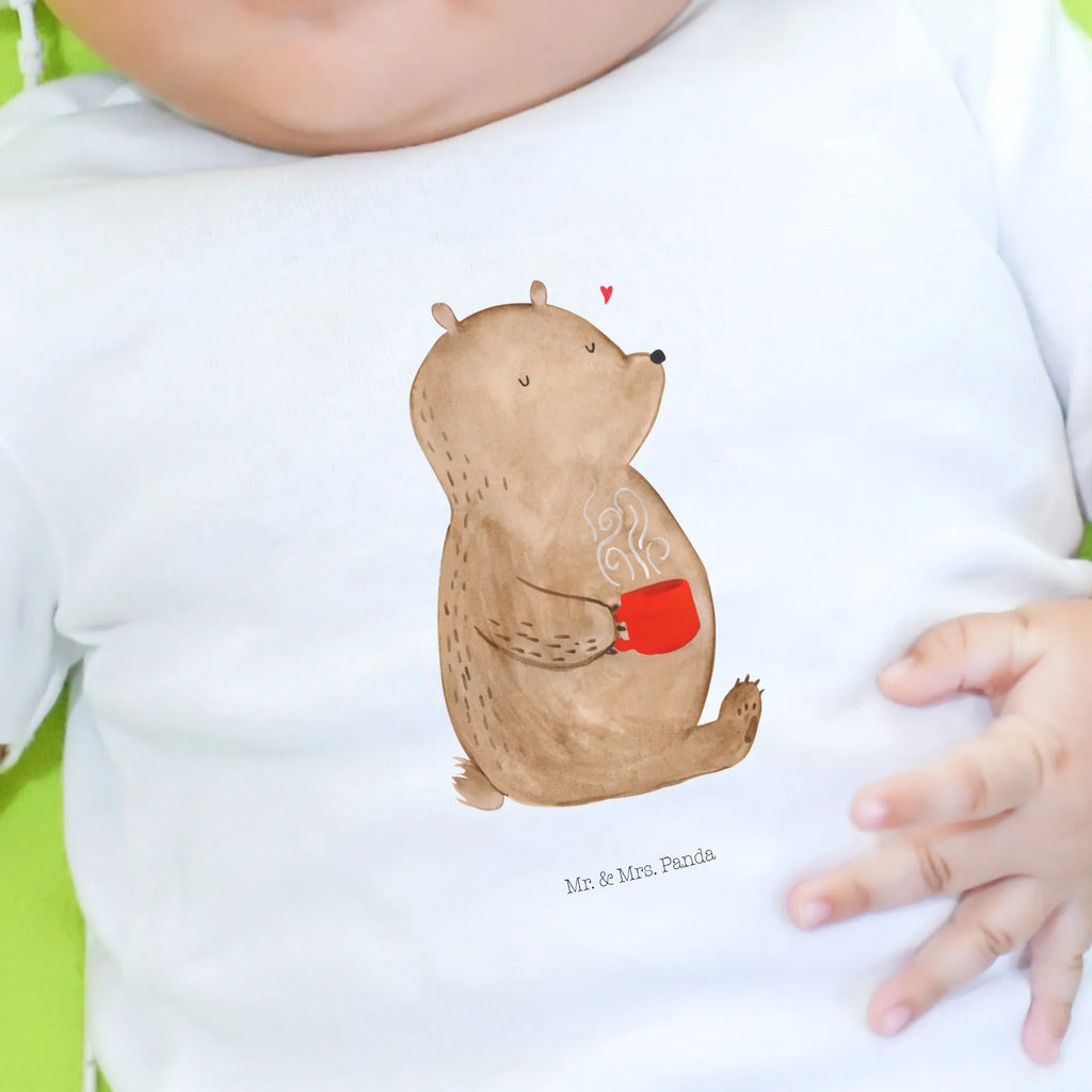 Organic Baby Shirt Bär Kaffee Baby T-Shirt, Jungen Baby T-Shirt, Mädchen Baby T-Shirt, Shirt, Bär, Teddy, Teddybär, Kaffee, Coffee, Bären, guten Morgen, Morgenroutine, Welt erobern, Welt retten, Motivation