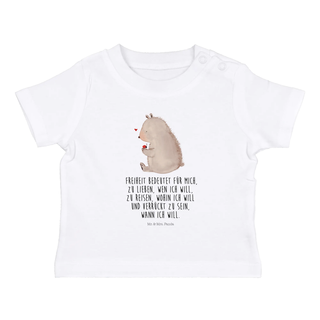 Organic Baby Shirt Bär Marienkäfer Baby T-Shirt, Jungen Baby T-Shirt, Mädchen Baby T-Shirt, Shirt, Bär, Teddy, Teddybär, Marienkäfer, Liebe, Freiheit, Motivation, Das Leben ist schön