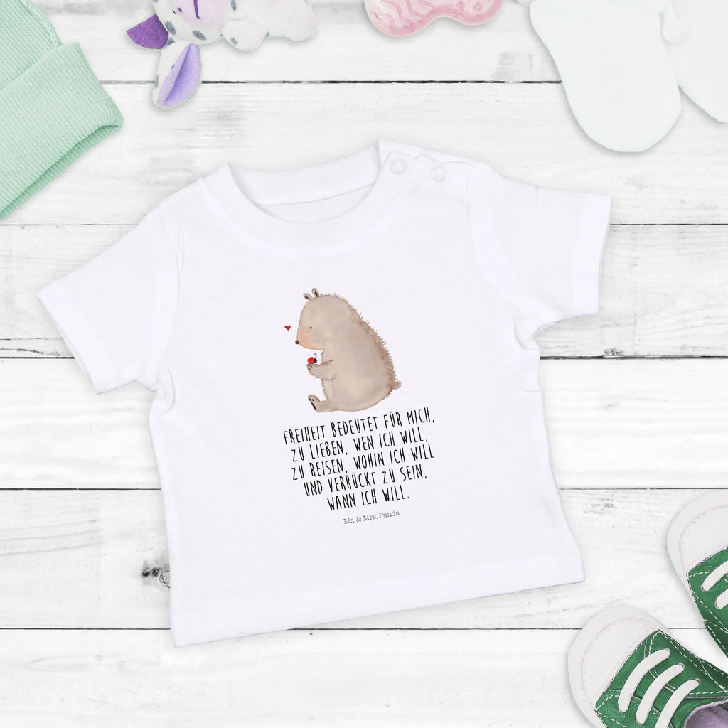 Organic Baby Shirt Bär Marienkäfer Baby T-Shirt, Jungen Baby T-Shirt, Mädchen Baby T-Shirt, Shirt, Bär, Teddy, Teddybär, Marienkäfer, Liebe, Freiheit, Motivation, Das Leben ist schön