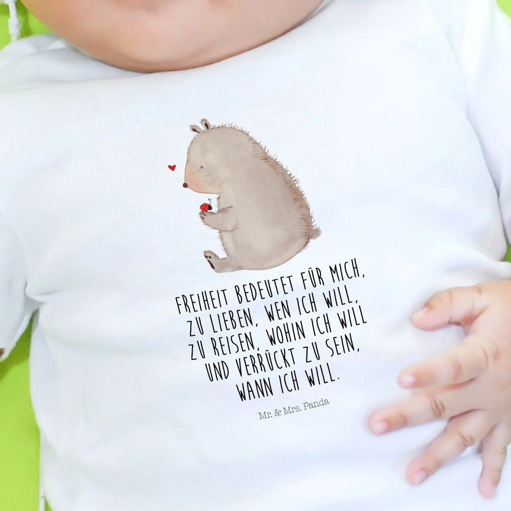 Organic Baby Shirt Bär Marienkäfer Baby T-Shirt, Jungen Baby T-Shirt, Mädchen Baby T-Shirt, Shirt, Bär, Teddy, Teddybär, Marienkäfer, Liebe, Freiheit, Motivation, Das Leben ist schön