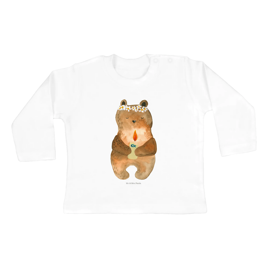 Baby Longsleeve Kommunion-Bär Mädchen, Jungen, Baby, Langarm, Bio, Kleidung, Bär, Teddy, Teddybär, Kommunion, Gottes Segen, Taufkerze, katholisch