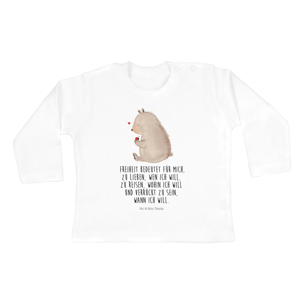 Baby Longsleeve Bär mit Marienkäfer Mädchen, Jungen, Baby, Langarm, Bio, Kleidung, Bär, Teddy, Teddybär, Marienkäfer, Liebe, Freiheit, Motivation, Das Leben ist schön