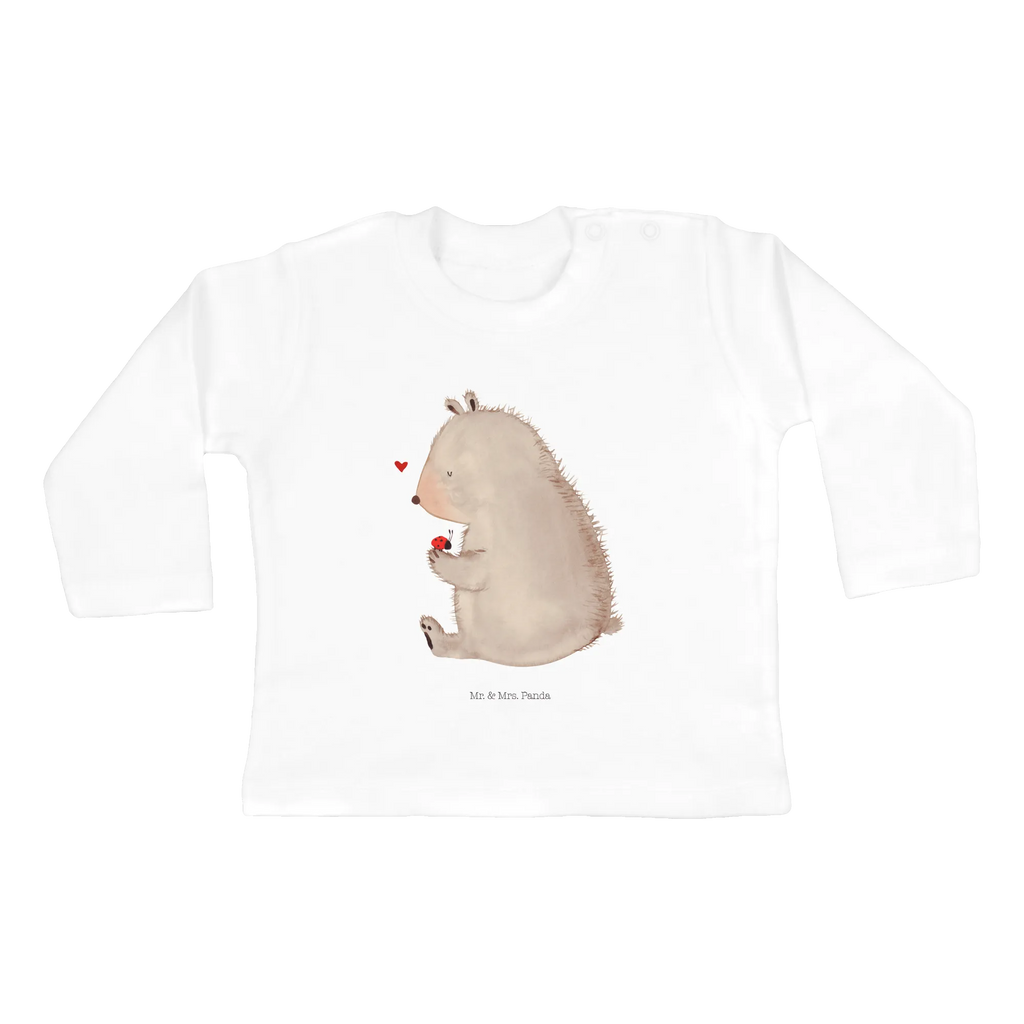 Baby Longsleeve Bär mit Marienkäfer Mädchen, Jungen, Baby, Langarm, Bio, Kleidung, Bär, Teddy, Teddybär, Marienkäfer, Liebe, Freiheit, Motivation, Das Leben ist schön