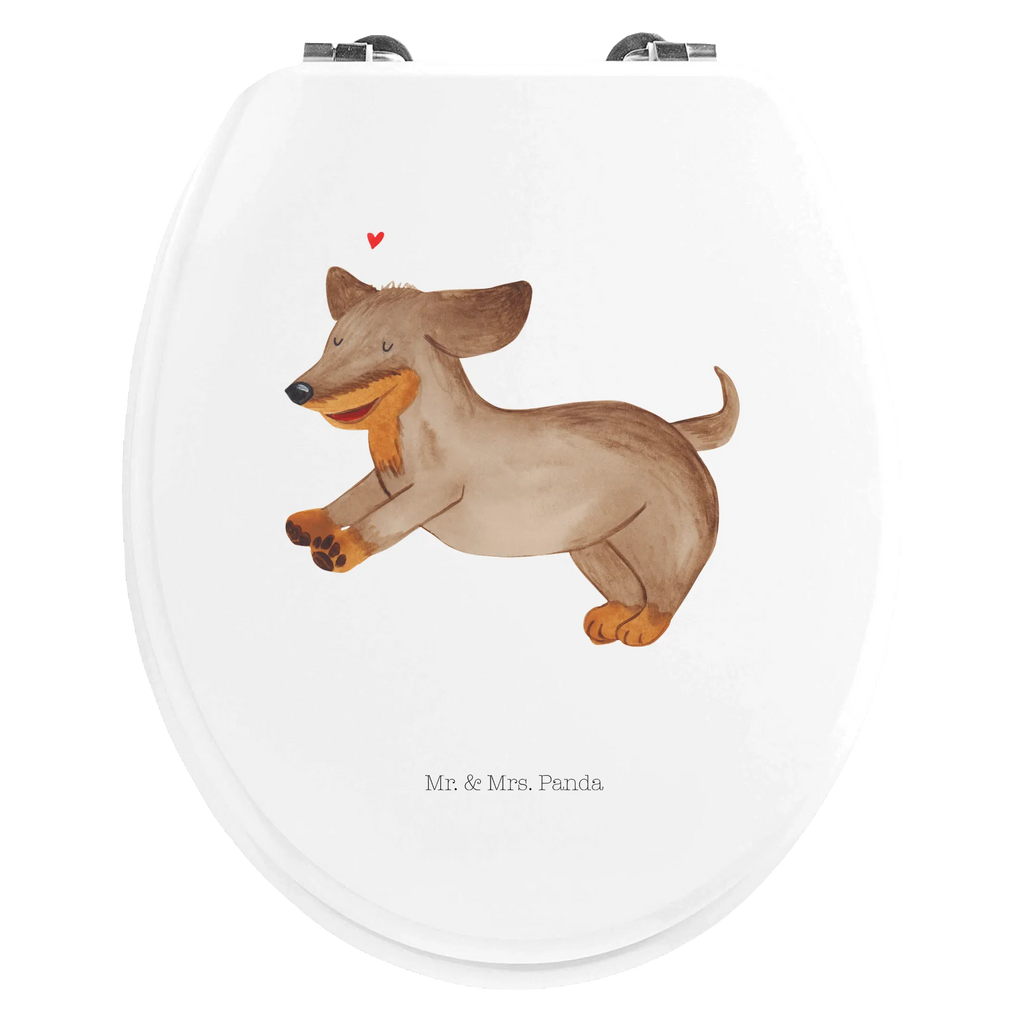 Motiv WC Sitz Hund Dackel fröhlich Klobrille, Klodeckel, Toilettendeckel, WC-Sitz, Toilette, Hund, Hundemotiv, Haustier, Hunderasse, Tierliebhaber, Hundebesitzer, Sprüche, Hunde, Dackel, Dachshund, happy dog