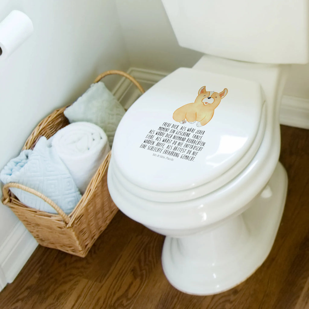 Motiv WC Sitz Corgie Klobrille, Klodeckel, Toilettendeckel, WC-Sitz, Toilette, Hund, Hundemotiv, Haustier, Hunderasse, Tierliebhaber, Hundebesitzer, Sprüche, Corgie, Welsh Corgie Pembroke, britisch, Motivation, Spruch, Hundespruch, Lebensfreude