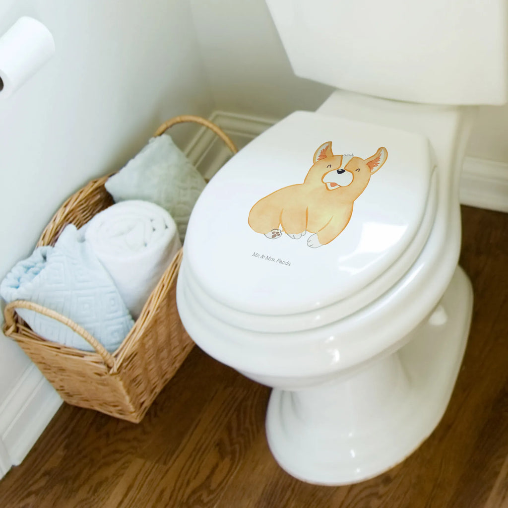 Motiv WC Sitz Corgie Klobrille, Klodeckel, Toilettendeckel, WC-Sitz, Toilette, Hund, Hundemotiv, Haustier, Hunderasse, Tierliebhaber, Hundebesitzer, Sprüche, Corgie, Welsh Corgie Pembroke, britisch, Motivation, Spruch, Hundespruch, Lebensfreude