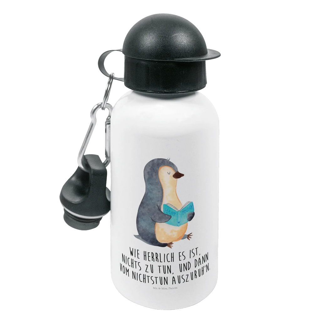 Kindertrinkflasche Pinguin Buch Kindertrinkflasche, Kinder Trinkflasche, Trinkflasche, Flasche, Kinderflasche, Kinder, Kids, Kindergarten Flasche, Grundschule, Jungs, Mädchen, Pinguin, Pinguine, Buch, Lesen, Bücherwurm, Nichtstun, Faulenzen, Ferien, Urlaub, Freizeit