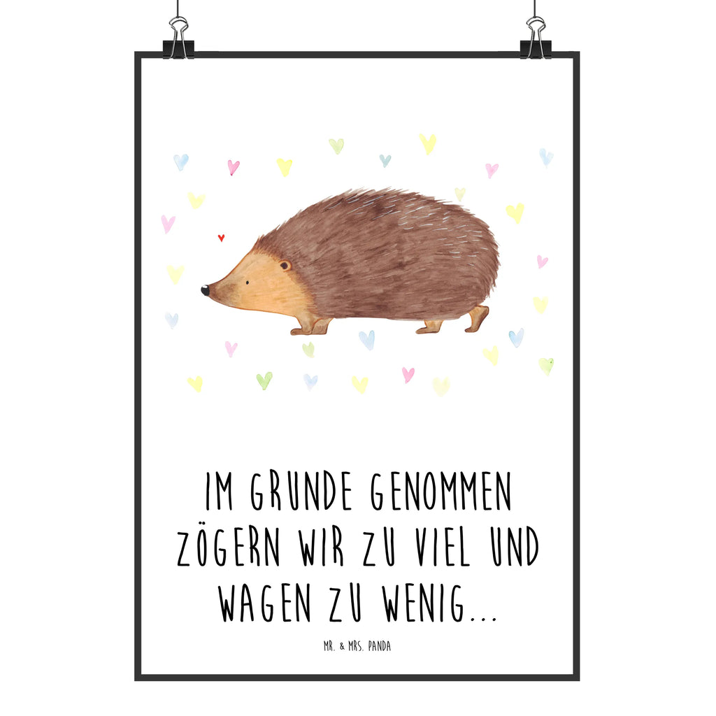 Poster Igel Herzen Poster, Wandposter, Bild, Wanddeko, Küchenposter, Kinderposter, Wanddeko Bild, Raumdekoration, Wanddekoration, Handgemaltes Poster, Mr. & Mrs. Panda Poster, Designposter, Kunstdruck, Posterdruck, Tiermotive, Gute Laune, lustige Sprüche, Tiere, Liebe, Herz, Herzen, Igel, Vertrauen, Kuss, Leben