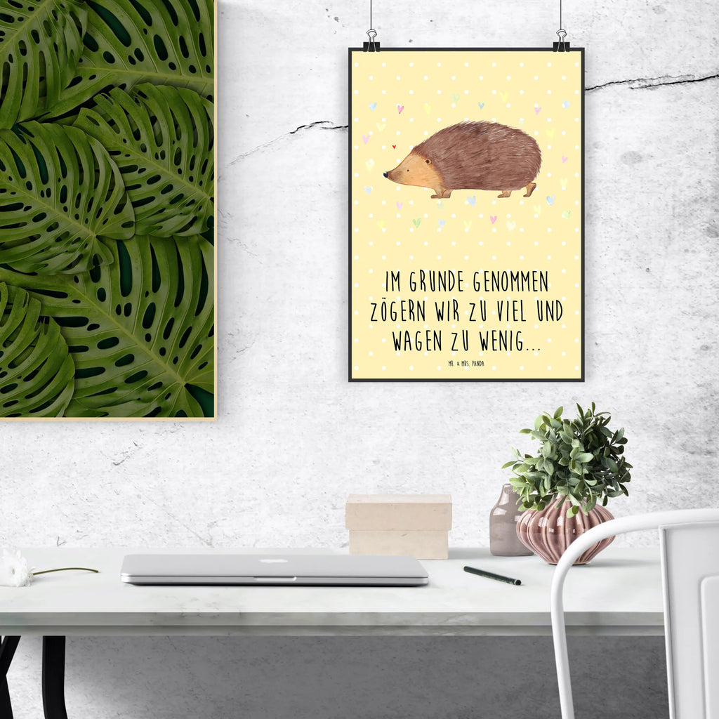 Poster Igel Herzen Poster, Wandposter, Bild, Wanddeko, Küchenposter, Kinderposter, Wanddeko Bild, Raumdekoration, Wanddekoration, Handgemaltes Poster, Mr. & Mrs. Panda Poster, Designposter, Kunstdruck, Posterdruck, Tiermotive, Gute Laune, lustige Sprüche, Tiere, Liebe, Herz, Herzen, Igel, Vertrauen, Kuss, Leben