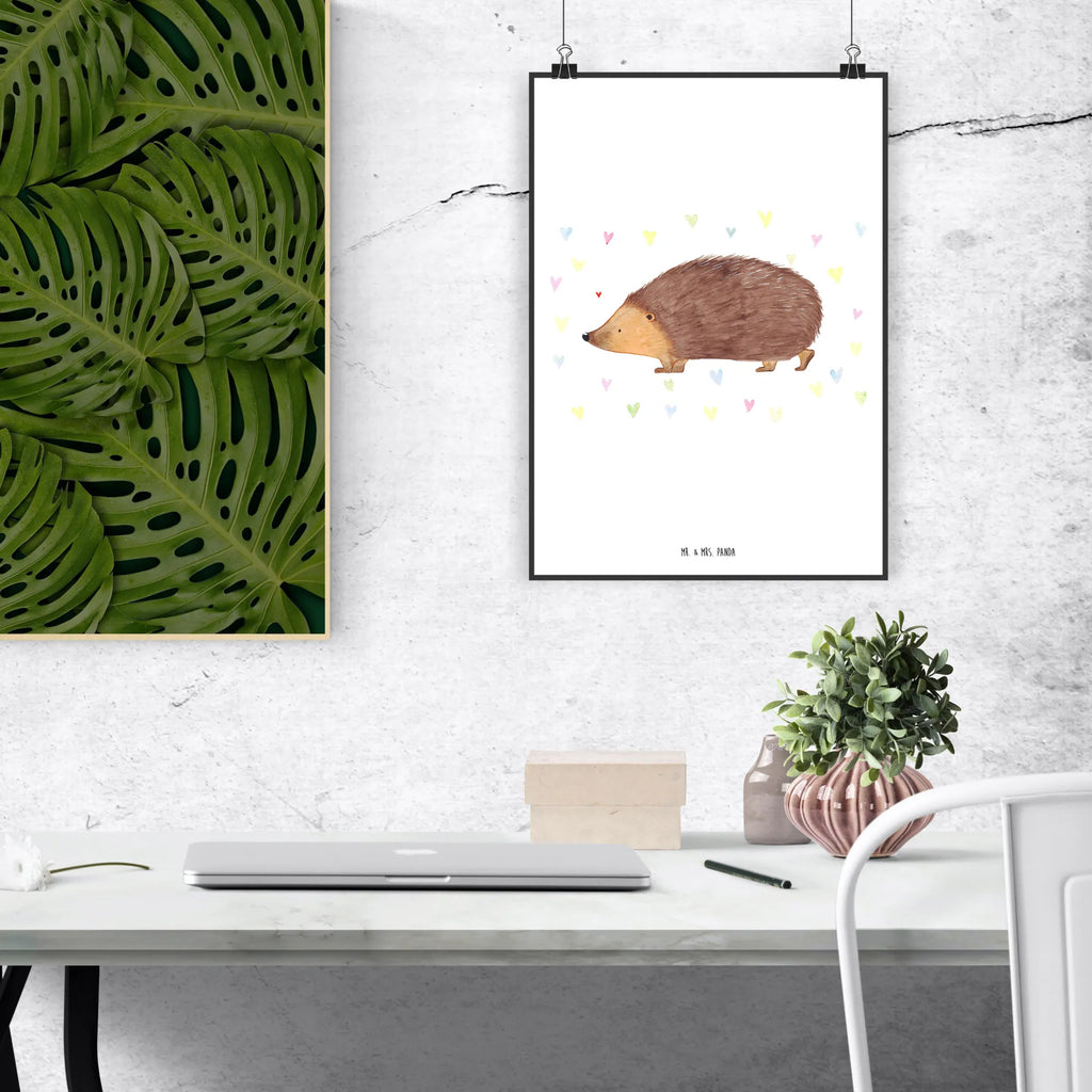 Poster Igel Herzen Poster, Wandposter, Bild, Wanddeko, Küchenposter, Kinderposter, Wanddeko Bild, Raumdekoration, Wanddekoration, Handgemaltes Poster, Mr. & Mrs. Panda Poster, Designposter, Kunstdruck, Posterdruck, Tiermotive, Gute Laune, lustige Sprüche, Tiere, Liebe, Herz, Herzen, Igel, Vertrauen, Kuss, Leben