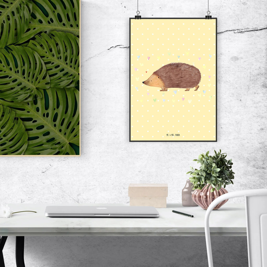 Poster Igel Herzen Poster, Wandposter, Bild, Wanddeko, Küchenposter, Kinderposter, Wanddeko Bild, Raumdekoration, Wanddekoration, Handgemaltes Poster, Mr. & Mrs. Panda Poster, Designposter, Kunstdruck, Posterdruck, Tiermotive, Gute Laune, lustige Sprüche, Tiere, Liebe, Herz, Herzen, Igel, Vertrauen, Kuss, Leben