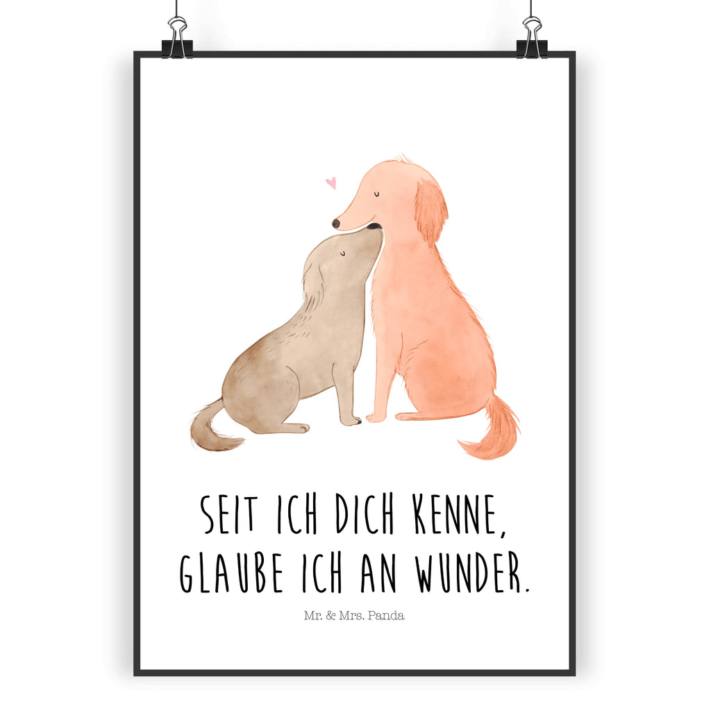 Poster Hunde Liebe Poster, Wandposter, Bild, Wanddeko, Küchenposter, Kinderposter, Wanddeko Bild, Raumdekoration, Wanddekoration, Handgemaltes Poster, Mr. & Mrs. Panda Poster, Designposter, Kunstdruck, Posterdruck, Hund, Hundemotiv, Haustier, Hunderasse, Tierliebhaber, Hundebesitzer, Sprüche, Liebe, Hund. Hunde, Kuss, Vertrauen, Kuscheln, Herz