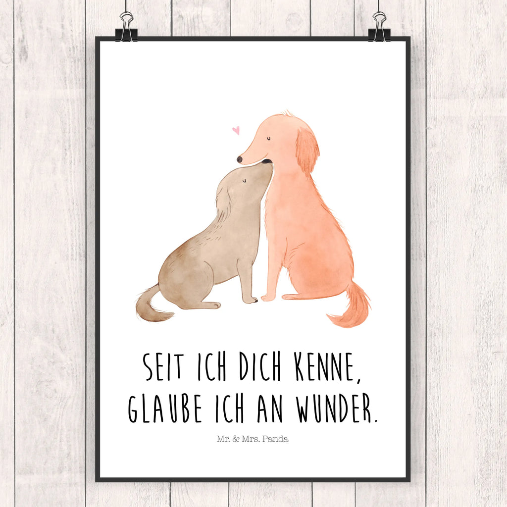 Poster Hunde Liebe Poster, Wandposter, Bild, Wanddeko, Küchenposter, Kinderposter, Wanddeko Bild, Raumdekoration, Wanddekoration, Handgemaltes Poster, Mr. & Mrs. Panda Poster, Designposter, Kunstdruck, Posterdruck, Hund, Hundemotiv, Haustier, Hunderasse, Tierliebhaber, Hundebesitzer, Sprüche, Liebe, Hund. Hunde, Kuss, Vertrauen, Kuscheln, Herz