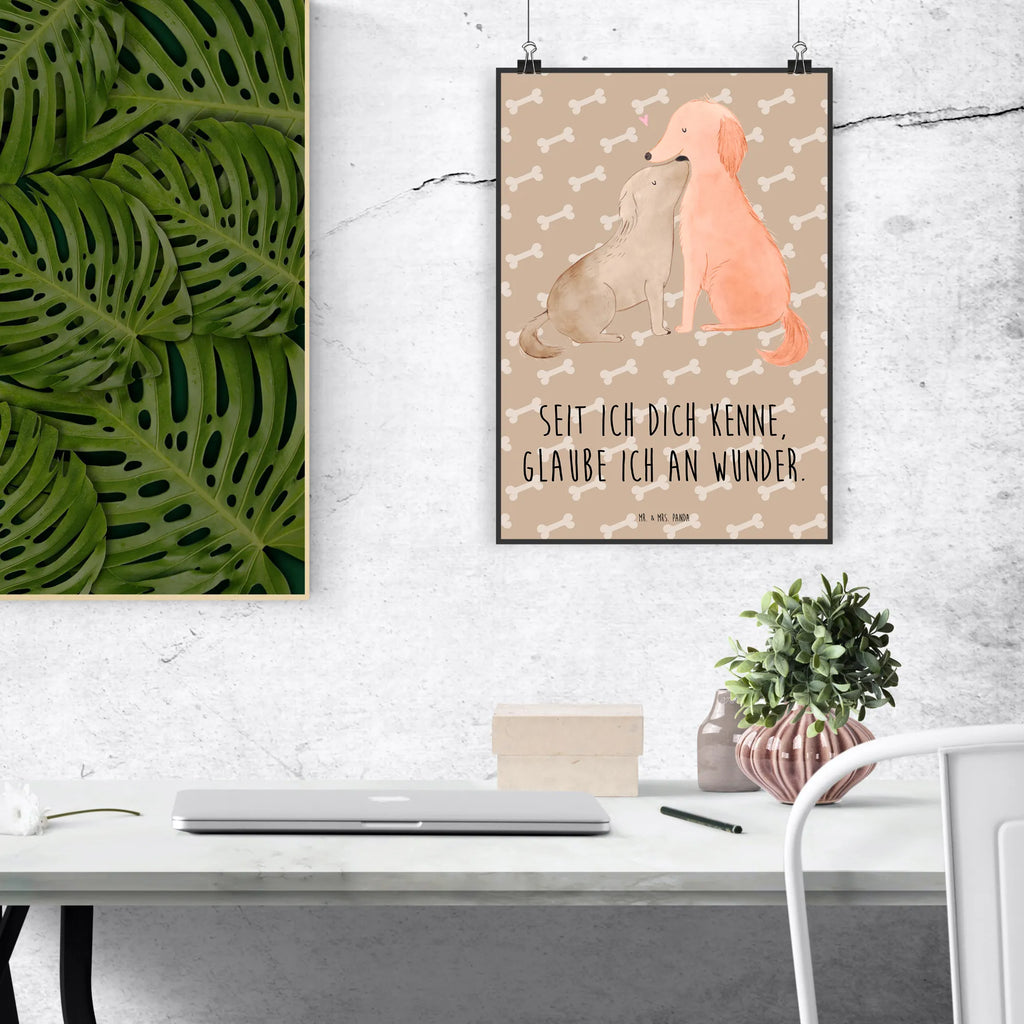 Poster Hunde Liebe Poster, Wandposter, Bild, Wanddeko, Küchenposter, Kinderposter, Wanddeko Bild, Raumdekoration, Wanddekoration, Handgemaltes Poster, Mr. & Mrs. Panda Poster, Designposter, Kunstdruck, Posterdruck, Hund, Hundemotiv, Haustier, Hunderasse, Tierliebhaber, Hundebesitzer, Sprüche, Liebe, Hund. Hunde, Kuss, Vertrauen, Kuscheln, Herz