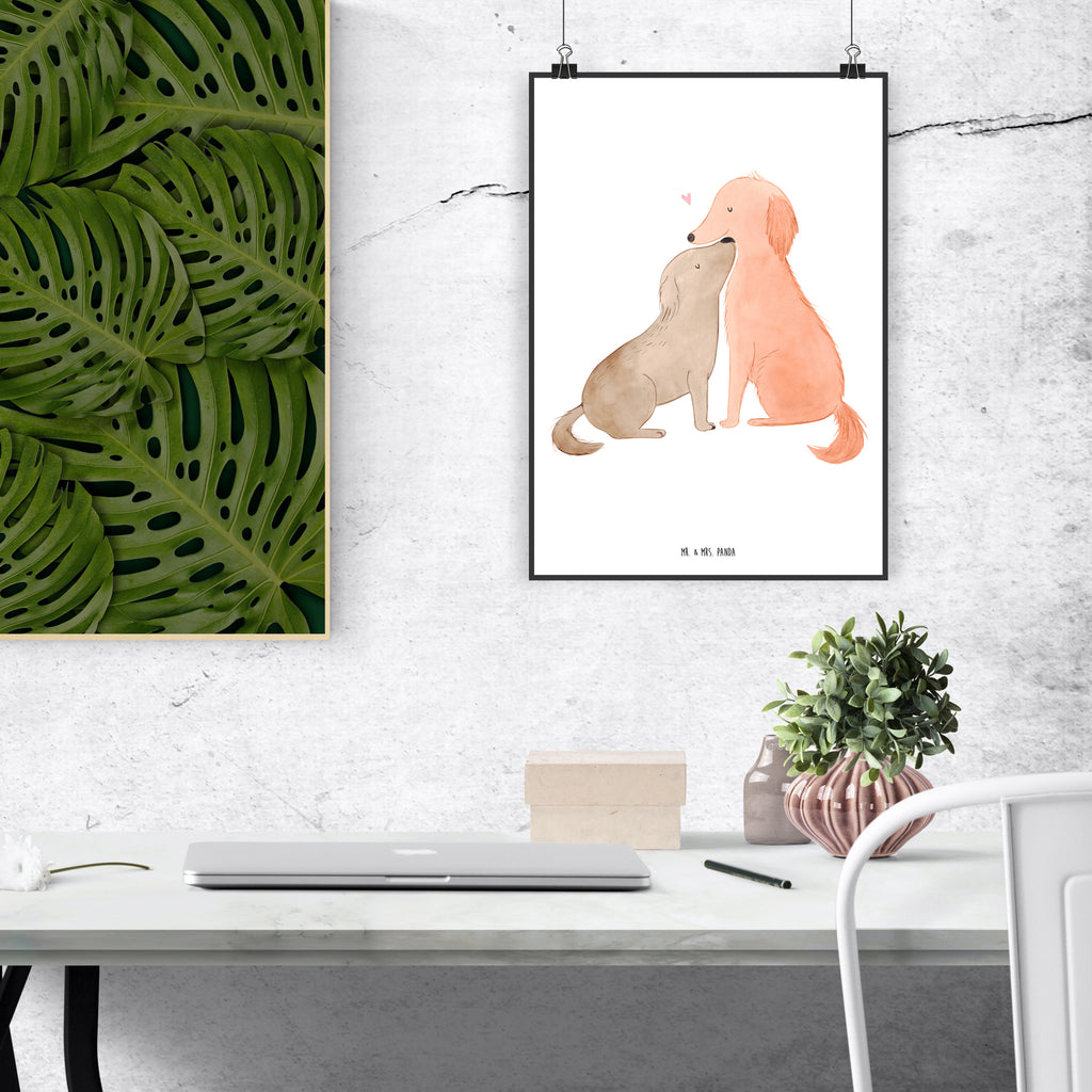 Poster Hunde Liebe Poster, Wandposter, Bild, Wanddeko, Küchenposter, Kinderposter, Wanddeko Bild, Raumdekoration, Wanddekoration, Handgemaltes Poster, Mr. & Mrs. Panda Poster, Designposter, Kunstdruck, Posterdruck, Hund, Hundemotiv, Haustier, Hunderasse, Tierliebhaber, Hundebesitzer, Sprüche, Liebe, Hund. Hunde, Kuss, Vertrauen, Kuscheln, Herz