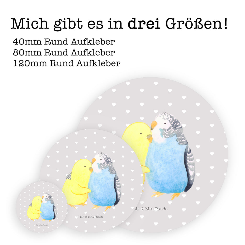 Rund Aufkleber Wellensittich Liebe Sticker, Aufkleber, Etikett, Liebe, Partner, Freund, Freundin, Ehemann, Ehefrau, Heiraten, Verlobung, Heiratsantrag, Liebesgeschenk, Jahrestag, Hocheitstag, Vögel, Wellensittich, Nähe, Kuscheln, Vertrauen