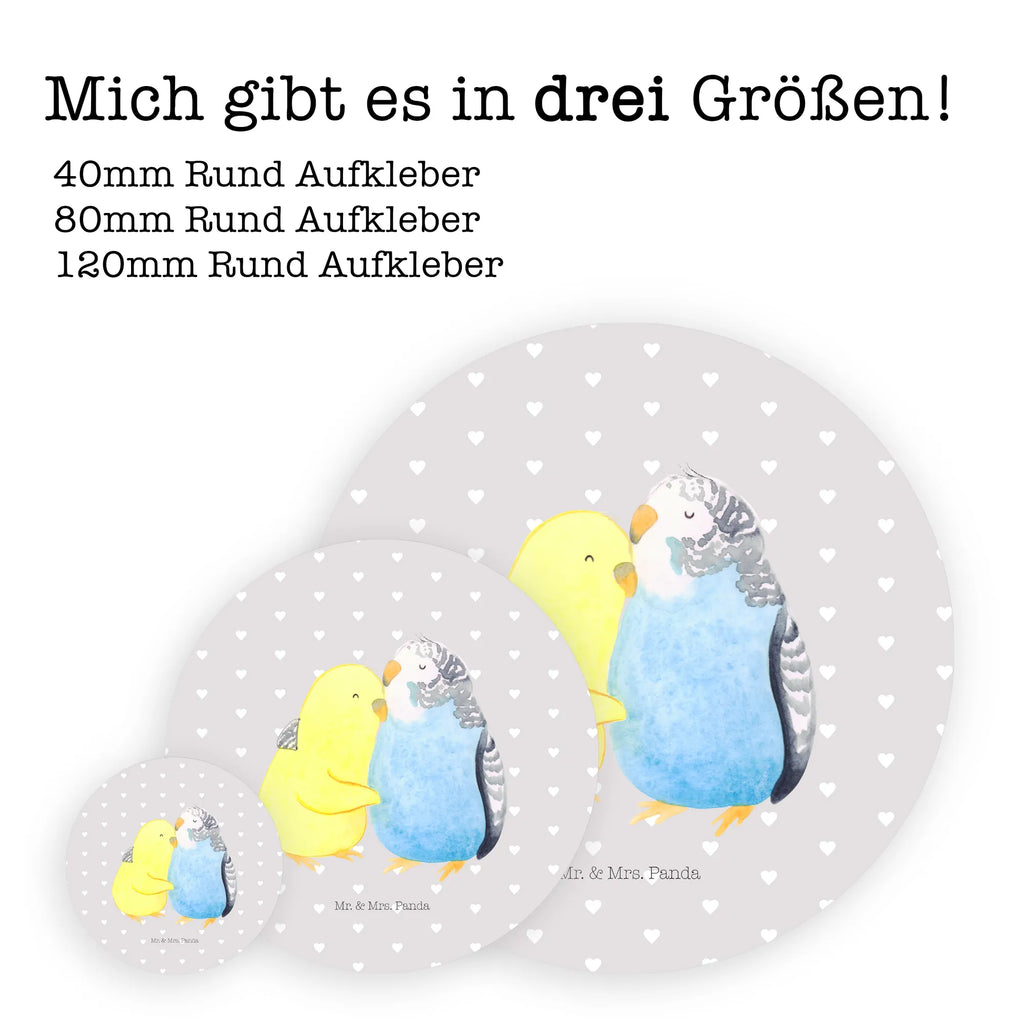 Rund Aufkleber Wellensittich Liebe Sticker, Aufkleber, Etikett, Liebe, Partner, Freund, Freundin, Ehemann, Ehefrau, Heiraten, Verlobung, Heiratsantrag, Liebesgeschenk, Jahrestag, Hocheitstag, Vögel, Wellensittich, Nähe, Kuscheln, Vertrauen