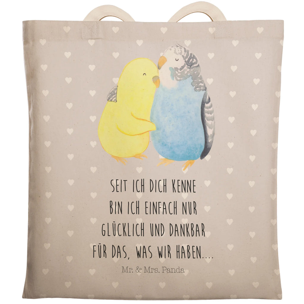 Einkaufstasche Wellensittich Liebe Tragetasche, Tasche, Beutel, Stofftasche, Baumwolltasche, Umhängetasche, Shopper, Einkaufstasche, Beuteltasche, Liebe, Partner, Freund, Freundin, Ehemann, Ehefrau, Heiraten, Verlobung, Heiratsantrag, Liebesgeschenk, Jahrestag, Hocheitstag, Vögel, Wellensittich, Nähe, Kuscheln, Vertrauen